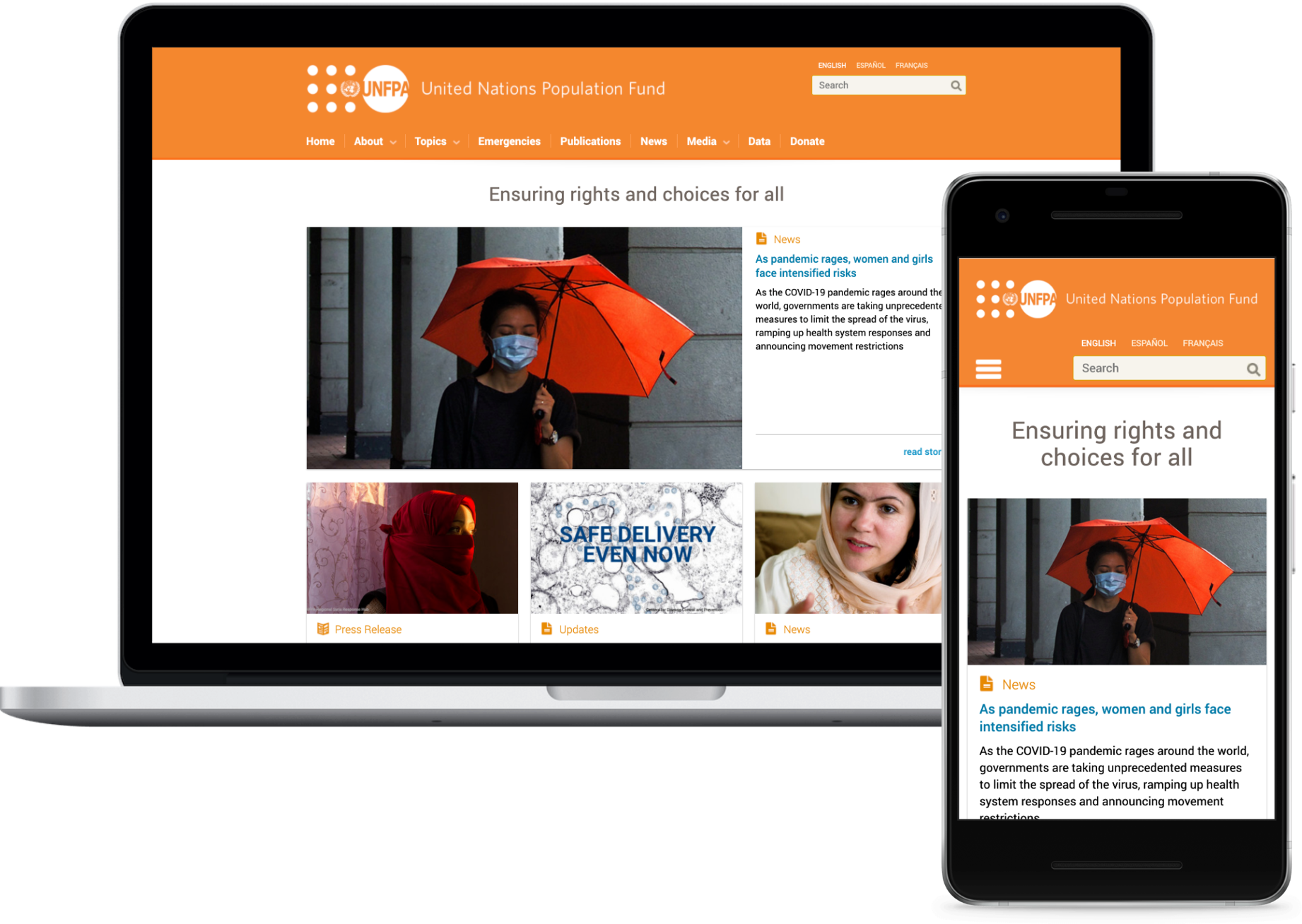 Current UNFPA homepage