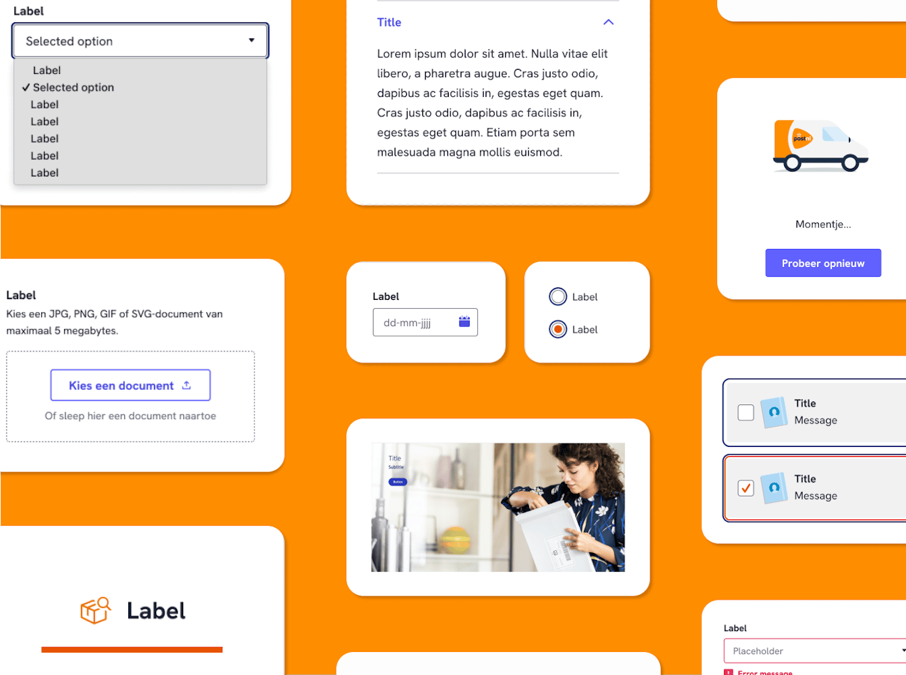 design system componenten van postnl