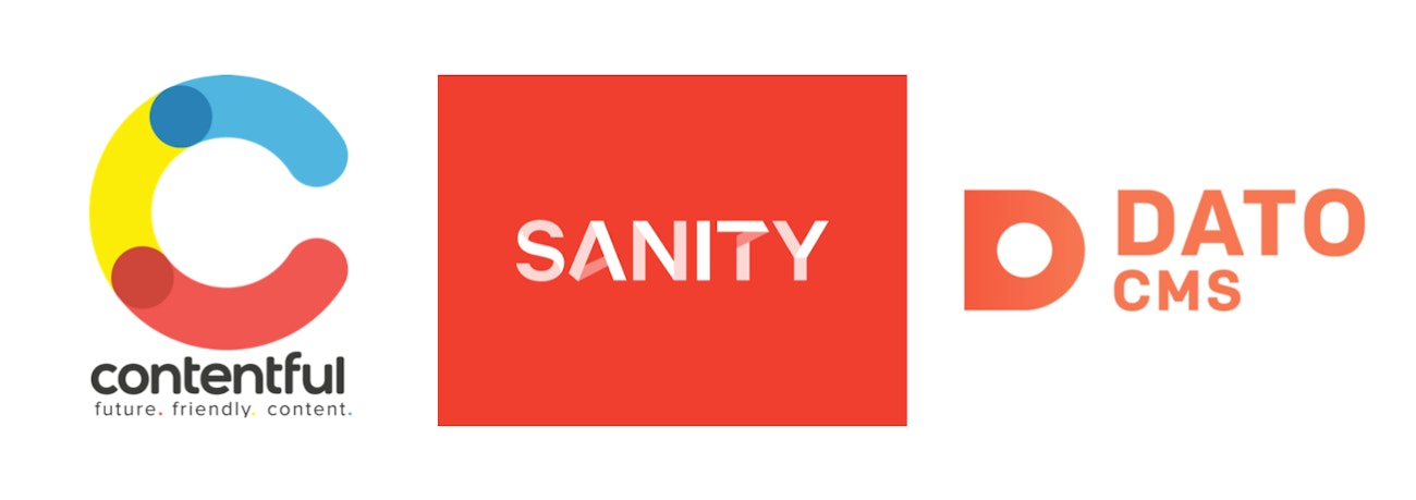 Logo's van Contentful, Sanity & Dato CMS