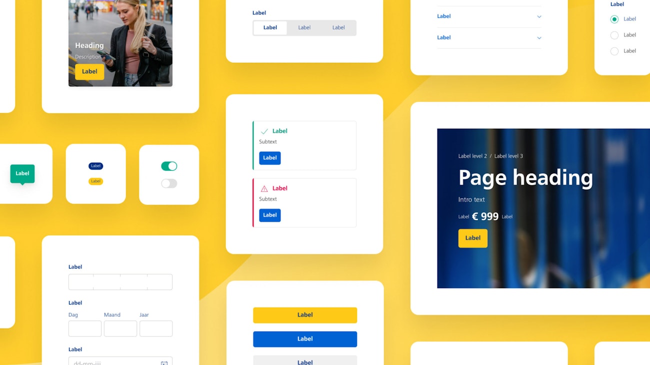 Design system componenten voor NS die wij samen maakten met Valsplat. Afbeelding bron: Valsplat.