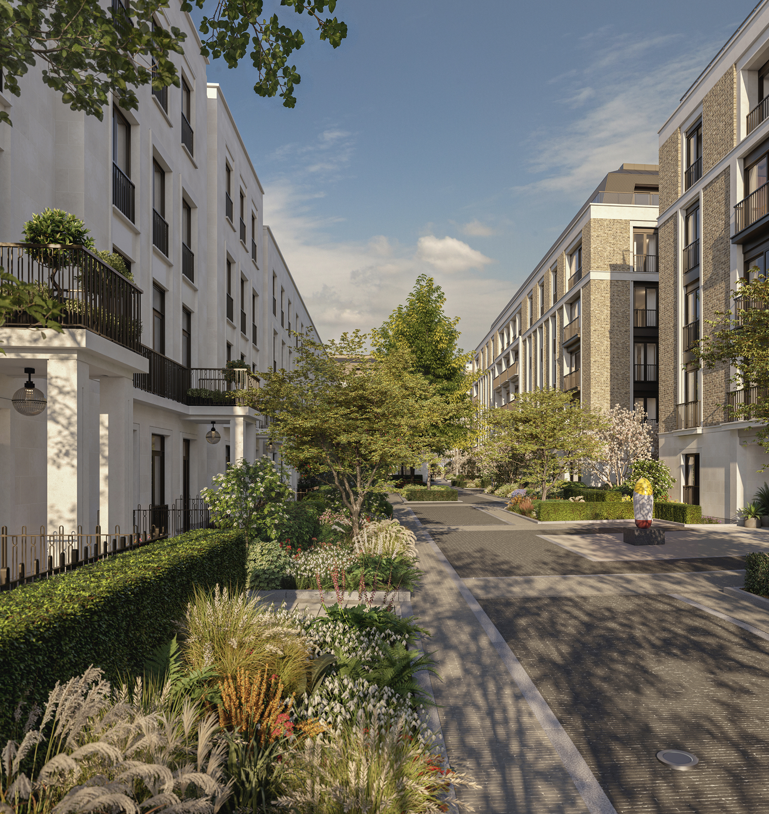 St Johns Wood Square luxury residences in London, located along King George VI Avenue.
