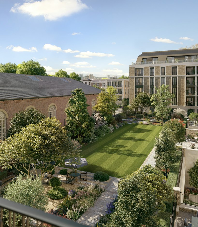 Looking out across The Lawn from a balcony