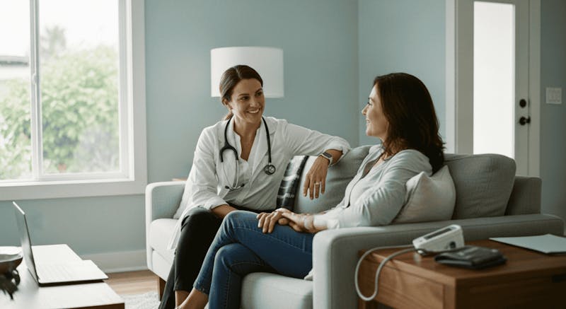doctor and patient on couch