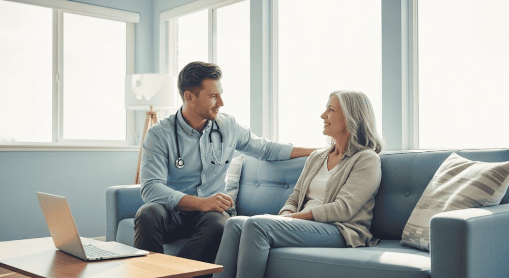 doctor and patient on couch