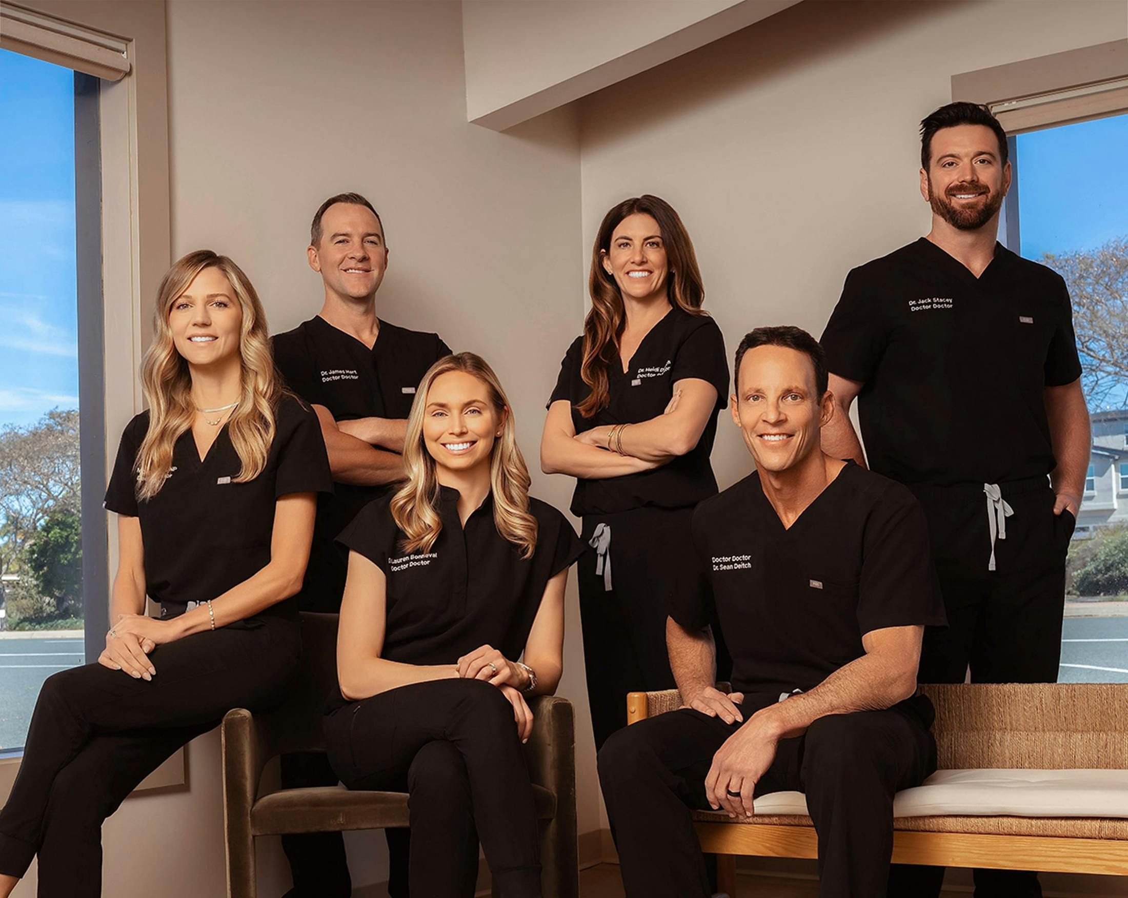 A group of people smiling