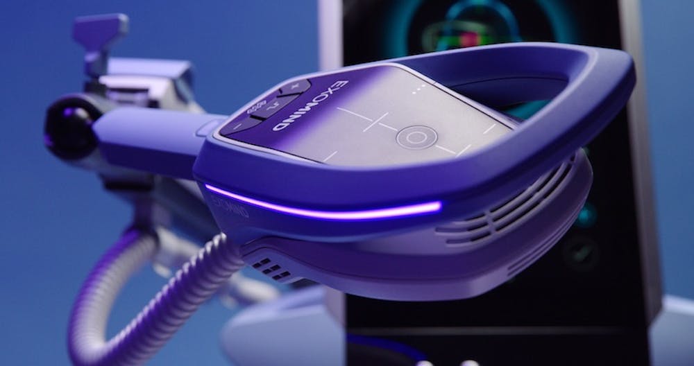 A close up of the Exomind TMS therapy device, often used for anxiety relief in Chicago.