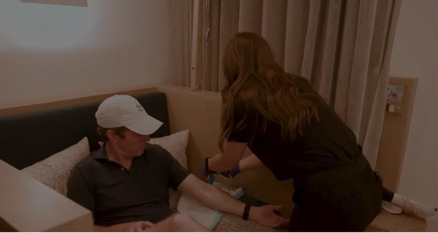 patient getting IV therapy