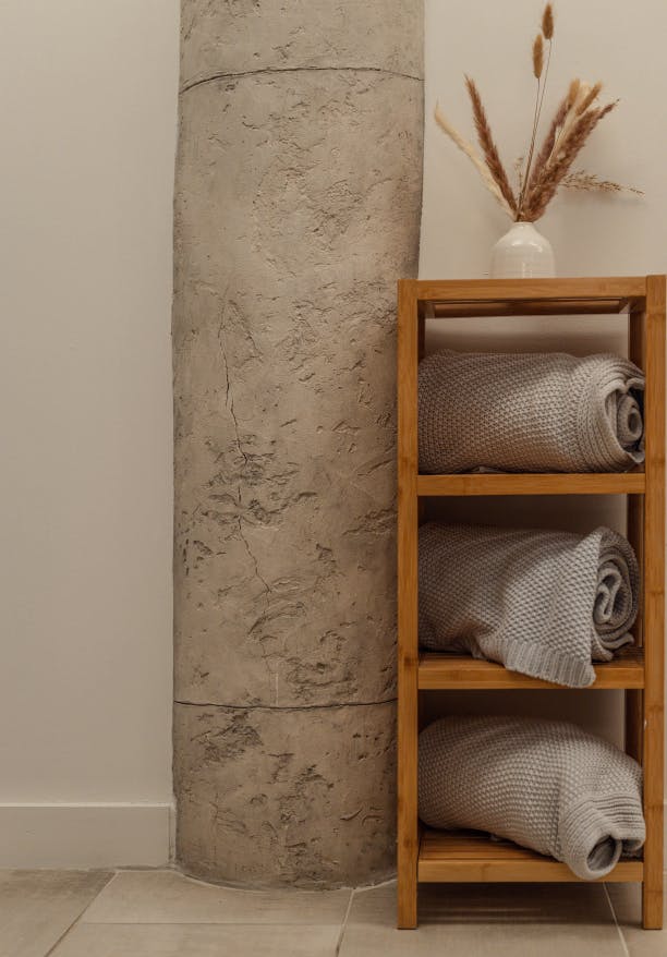 twoels on a shelf