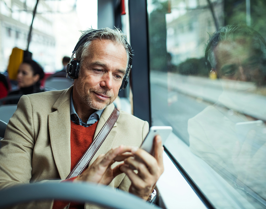 Man on public transport