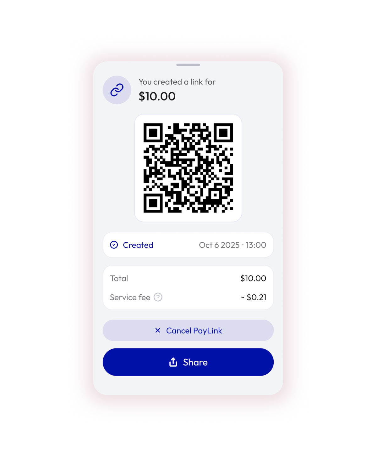 Request with a link screen