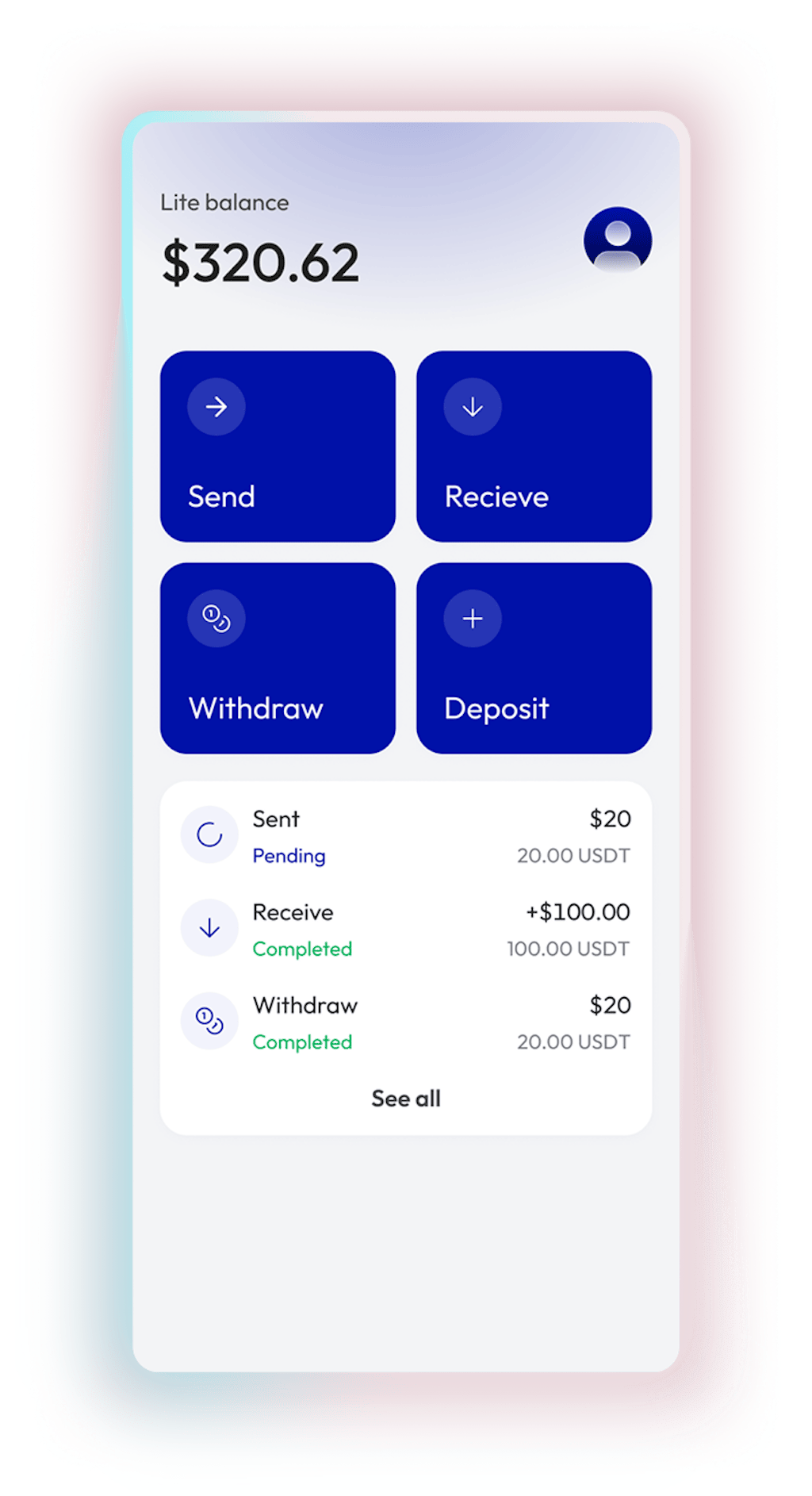 Lite balance screen