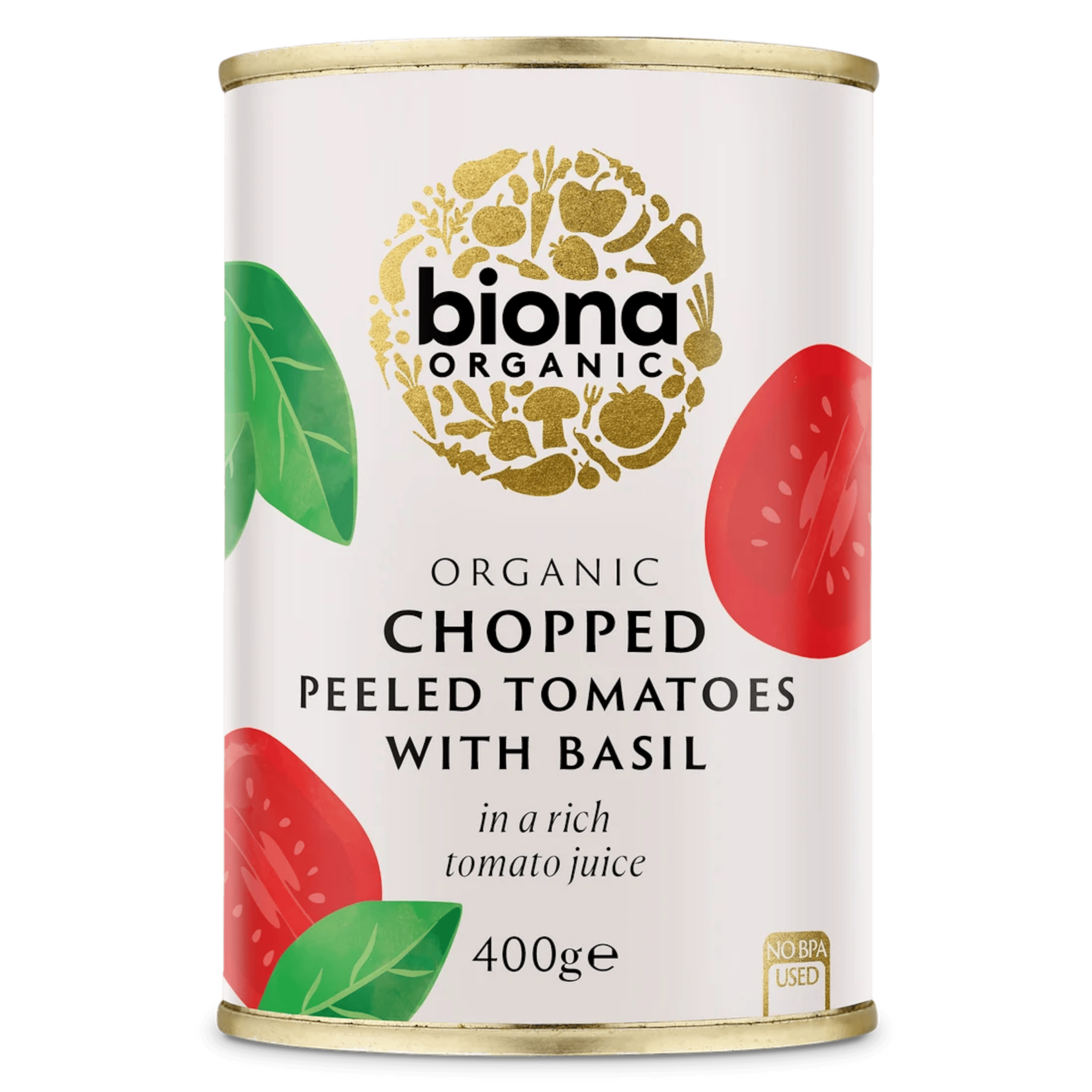 Biona Tómatar hakkaðir m/basil 400 g 