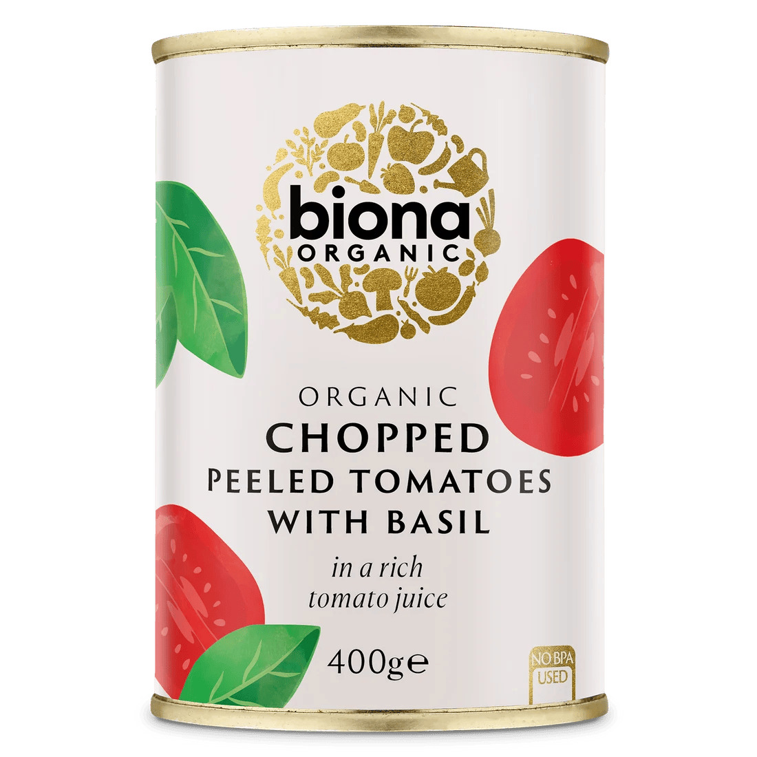 Biona Tómatar hakkaðir m/basil 400 g
