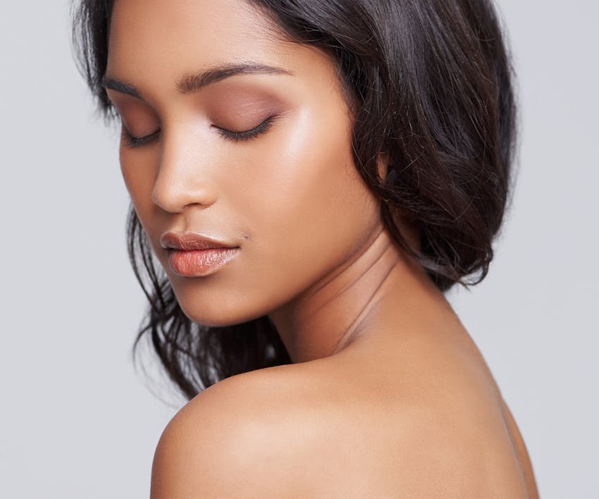 model looking down
