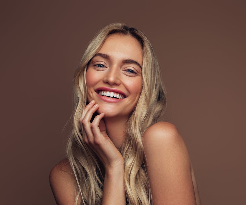 model smiling