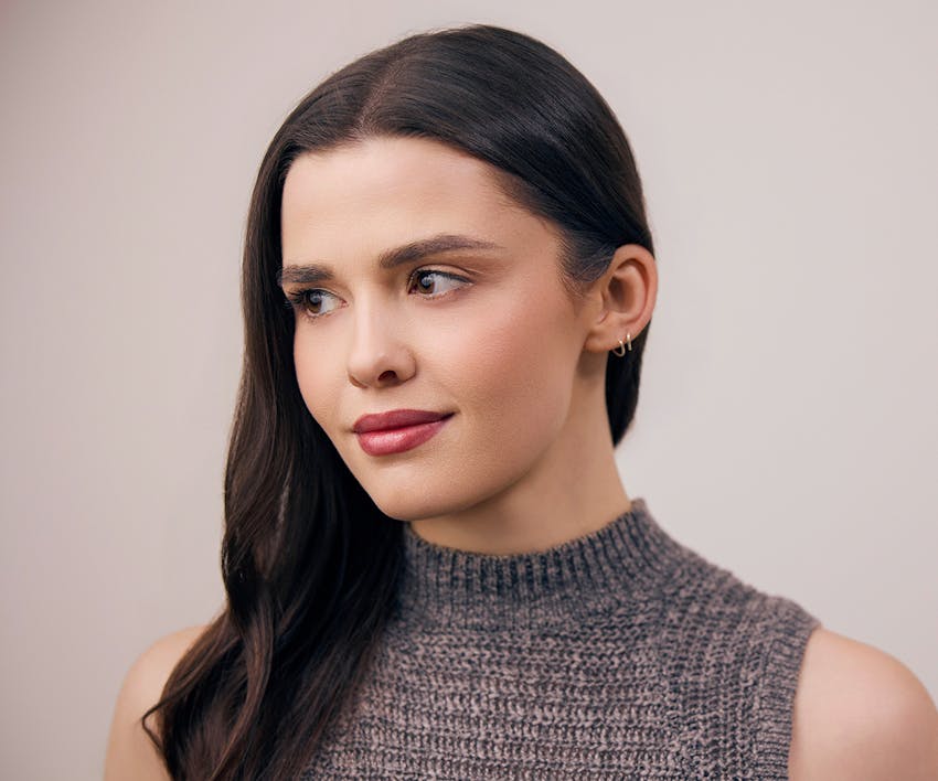 model looking off into the distance