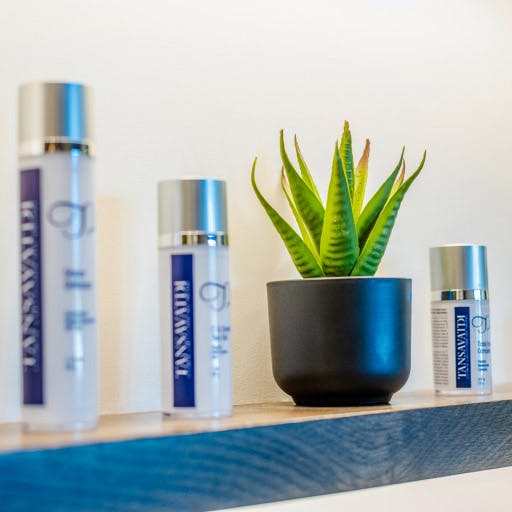 products and plant on shelf