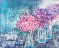Rose et bleus, les hortensias
