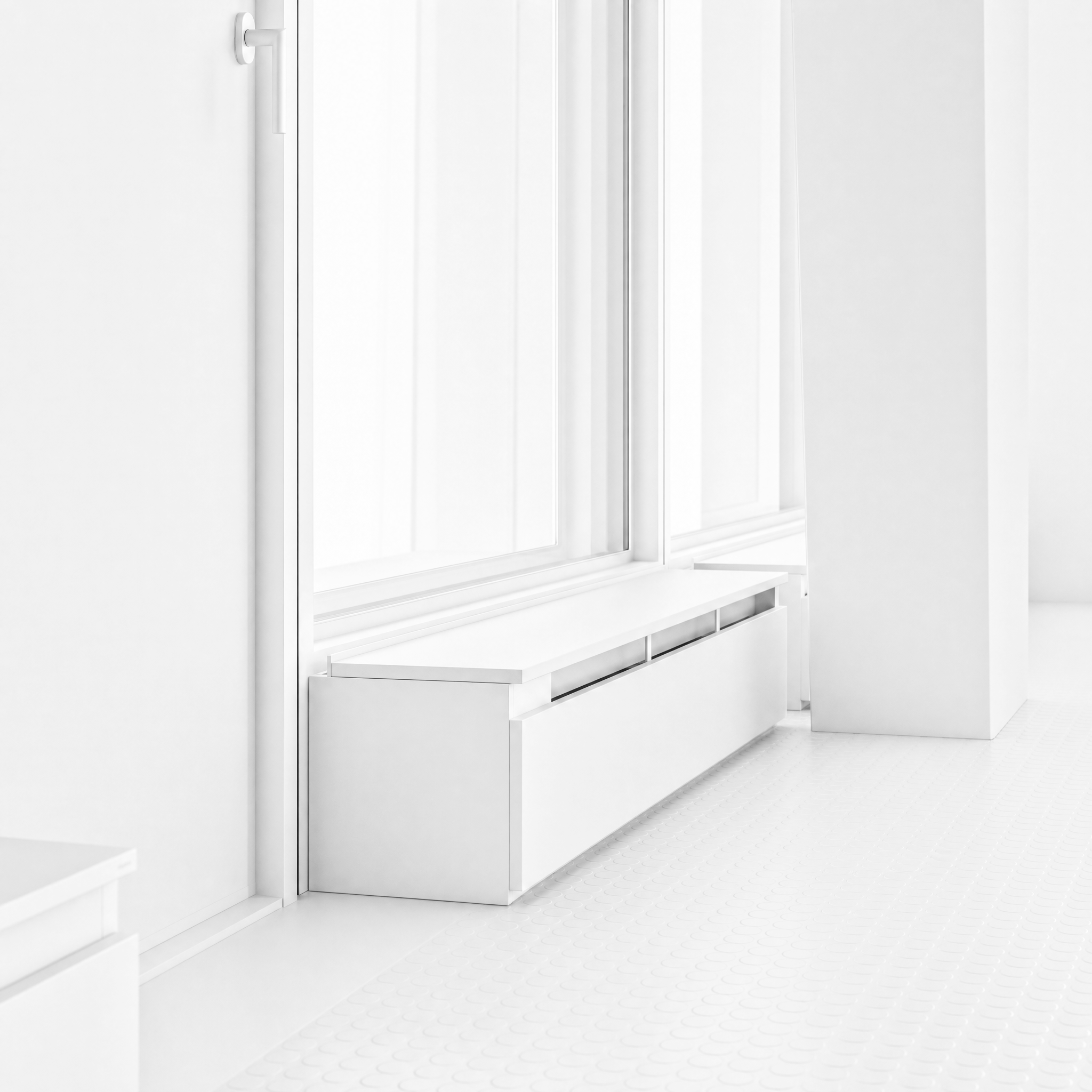 Riotherm CONVEC climate unit, discreetly built into a low window-sill parapet