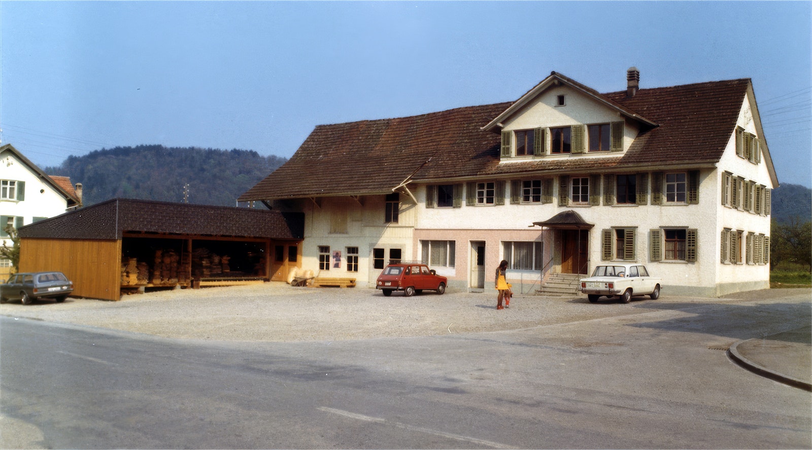 Historic Erich Keller company building with workshop annex, photographed in the early founding years