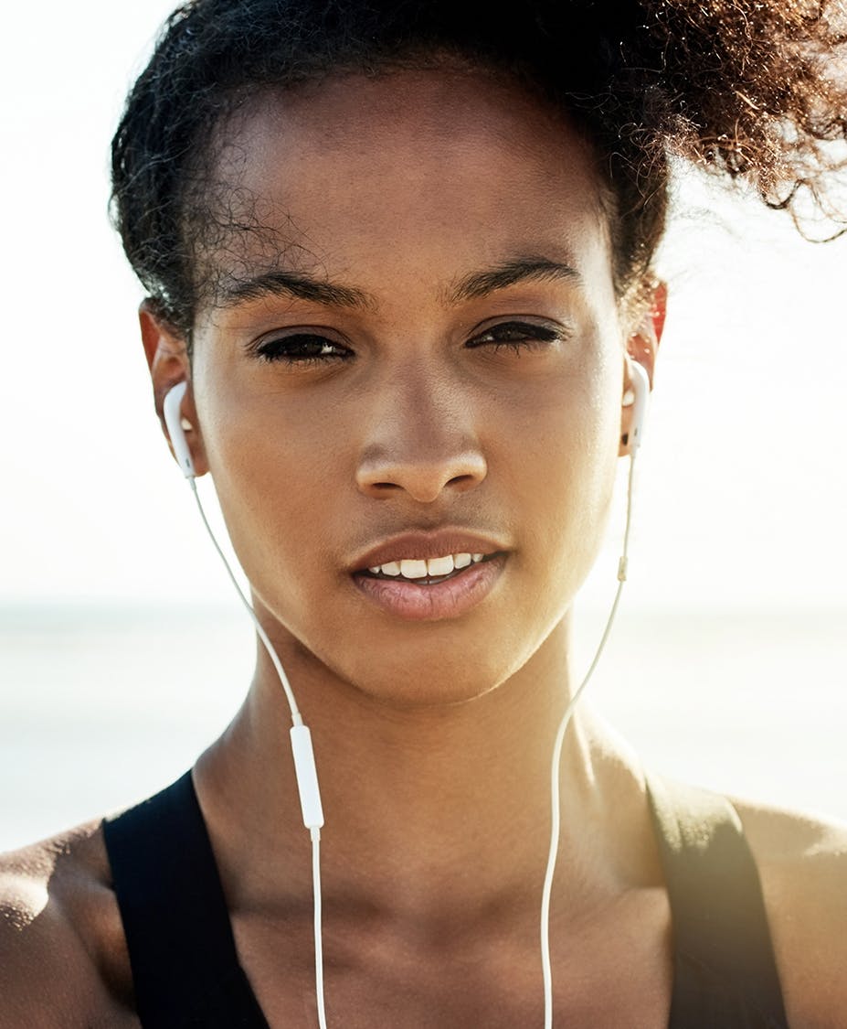 woman wearing headphones