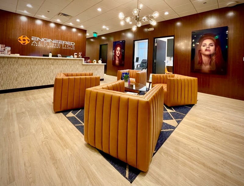 The waiting room of Engineered Aesthetics office