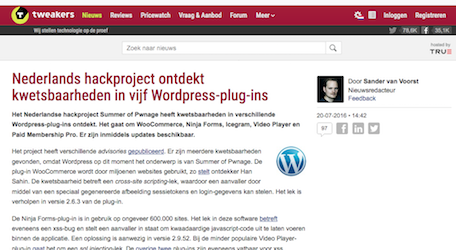 (Dutch) Nederlands hackproject ontdekt kwetsbaarheden in vijf WordPress-plug-ins