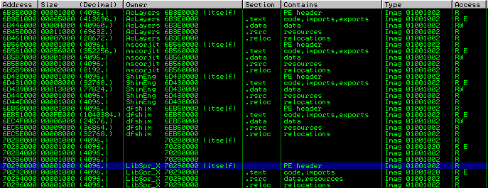 Figure 2: .NET Class library mapped in memory