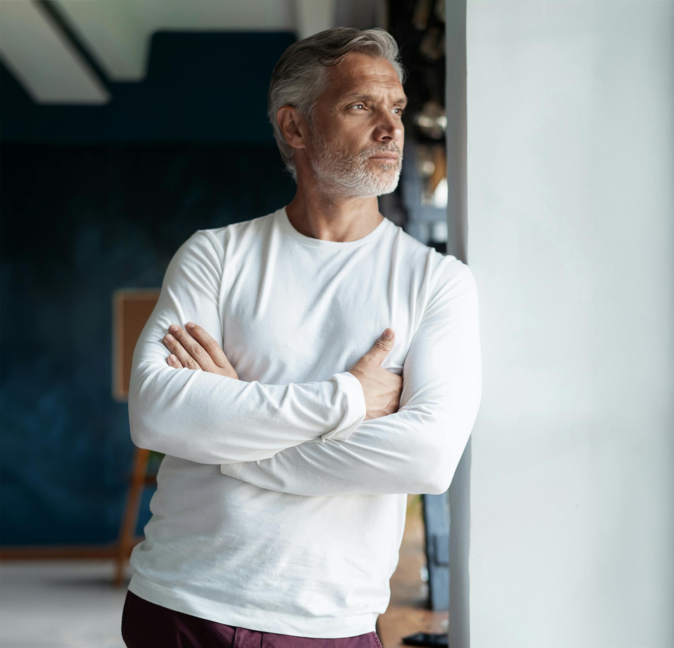 man staring into distance