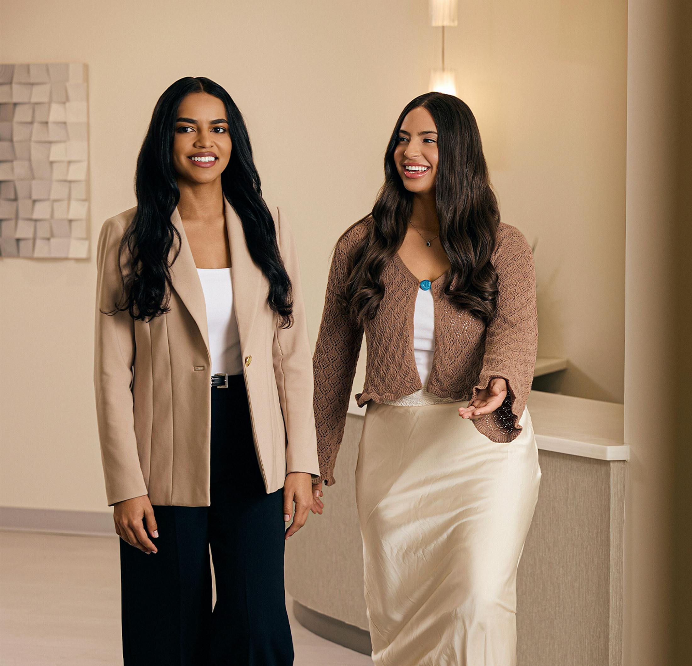 two women walking