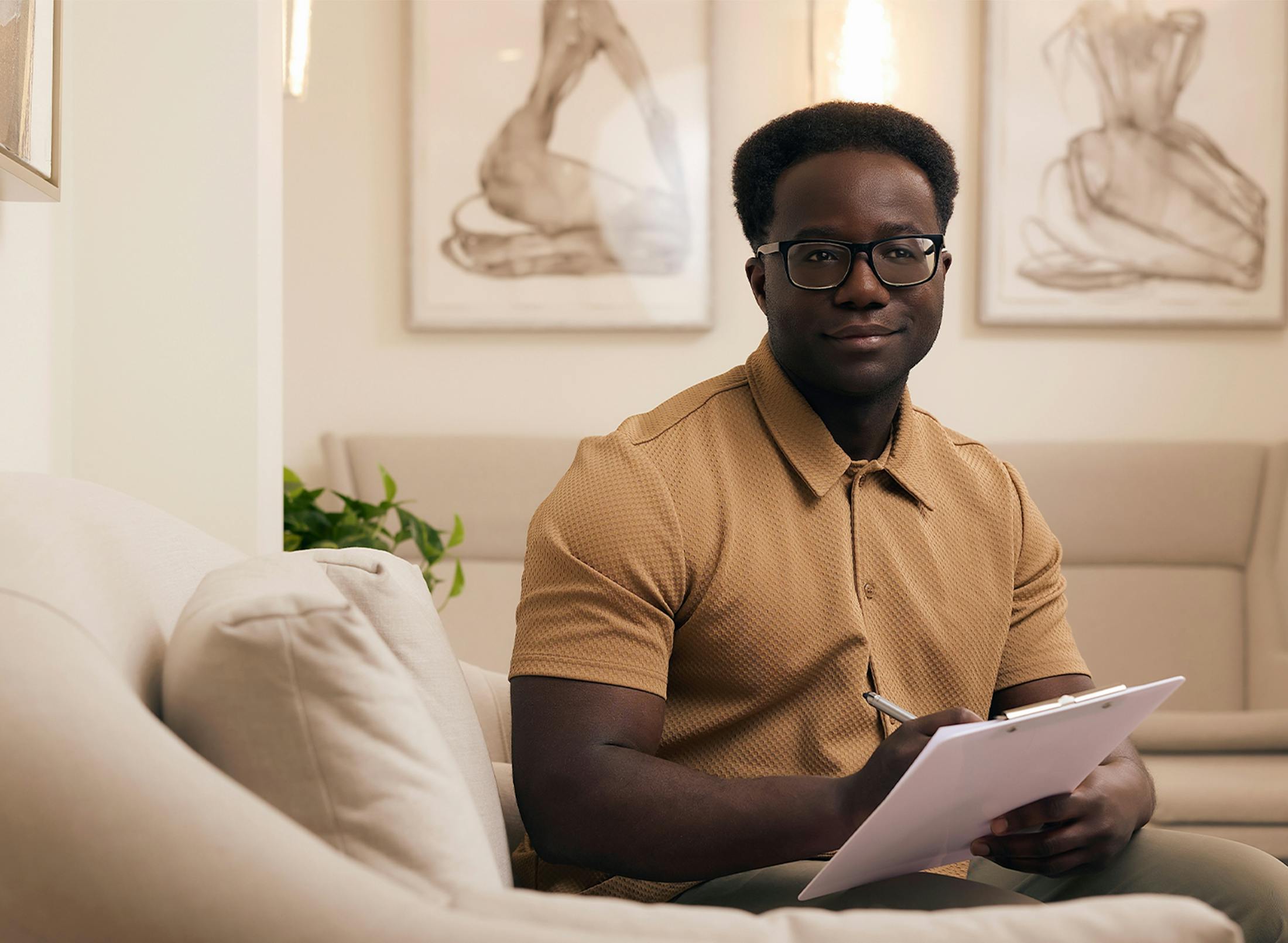man filling out paperwork