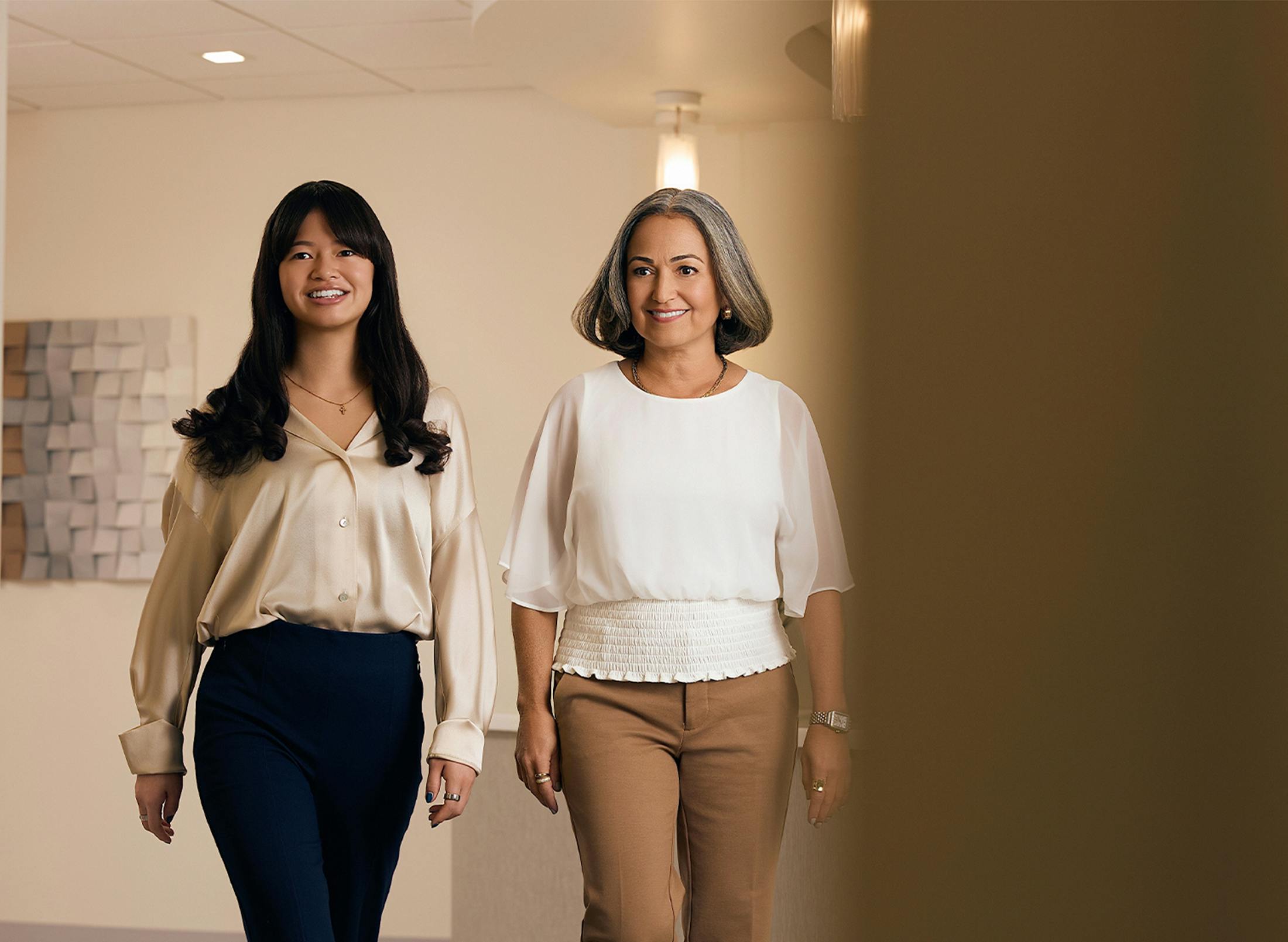 two women walking