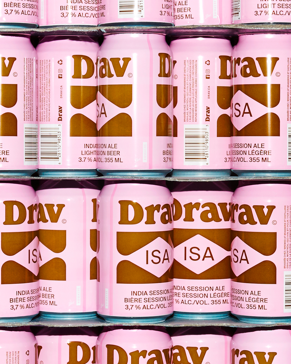 A stack of Drav ISA beer cans.