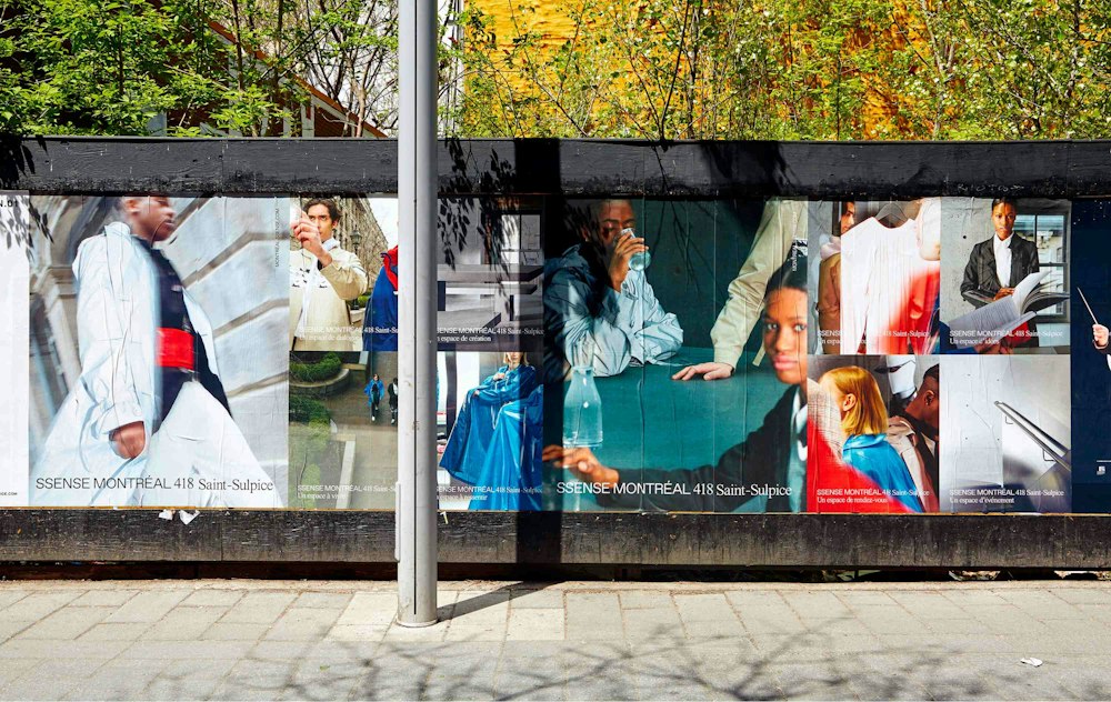 Billboards of the SSENSE launch campaign in the street of Montreal.