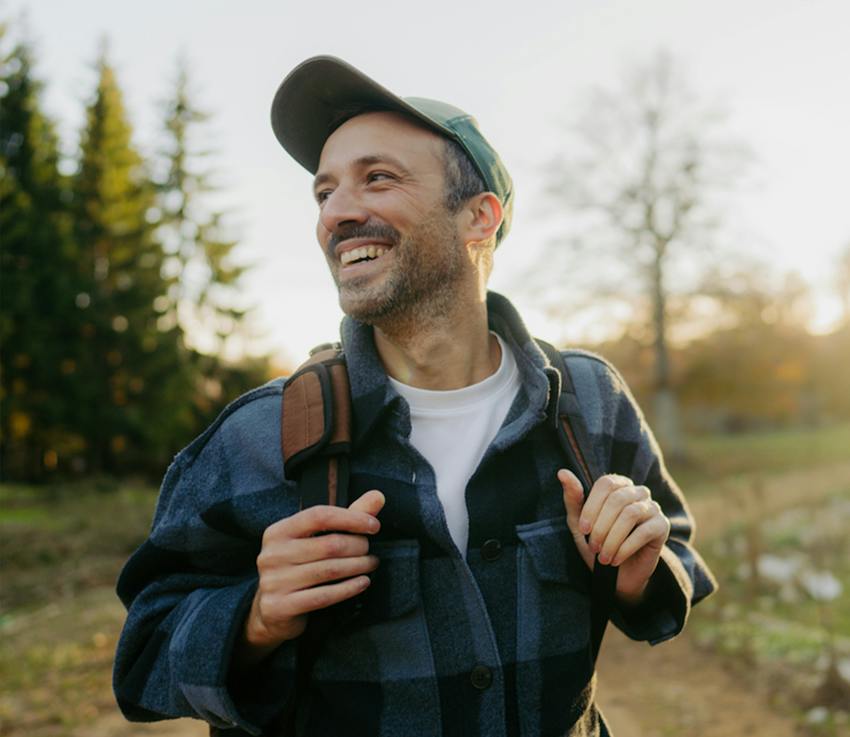 man hiking