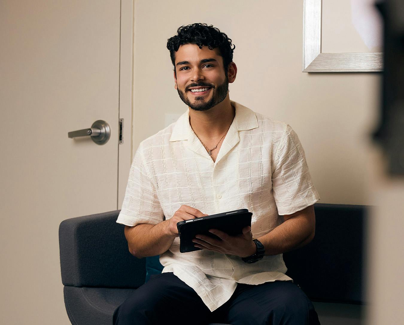 smiling man with beard