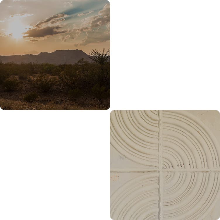 first image: desert, second image: abstract art