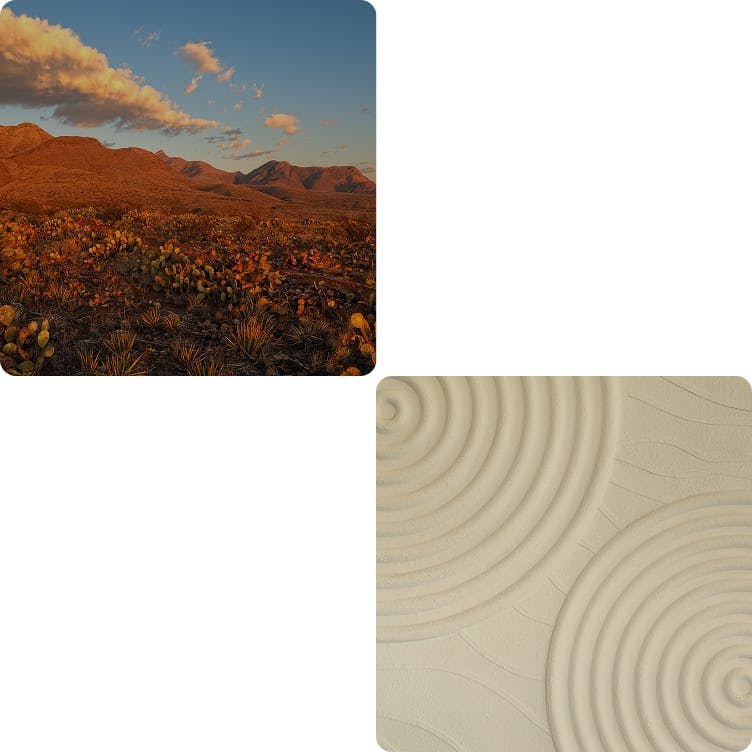 first image: desert, second image: abstract art