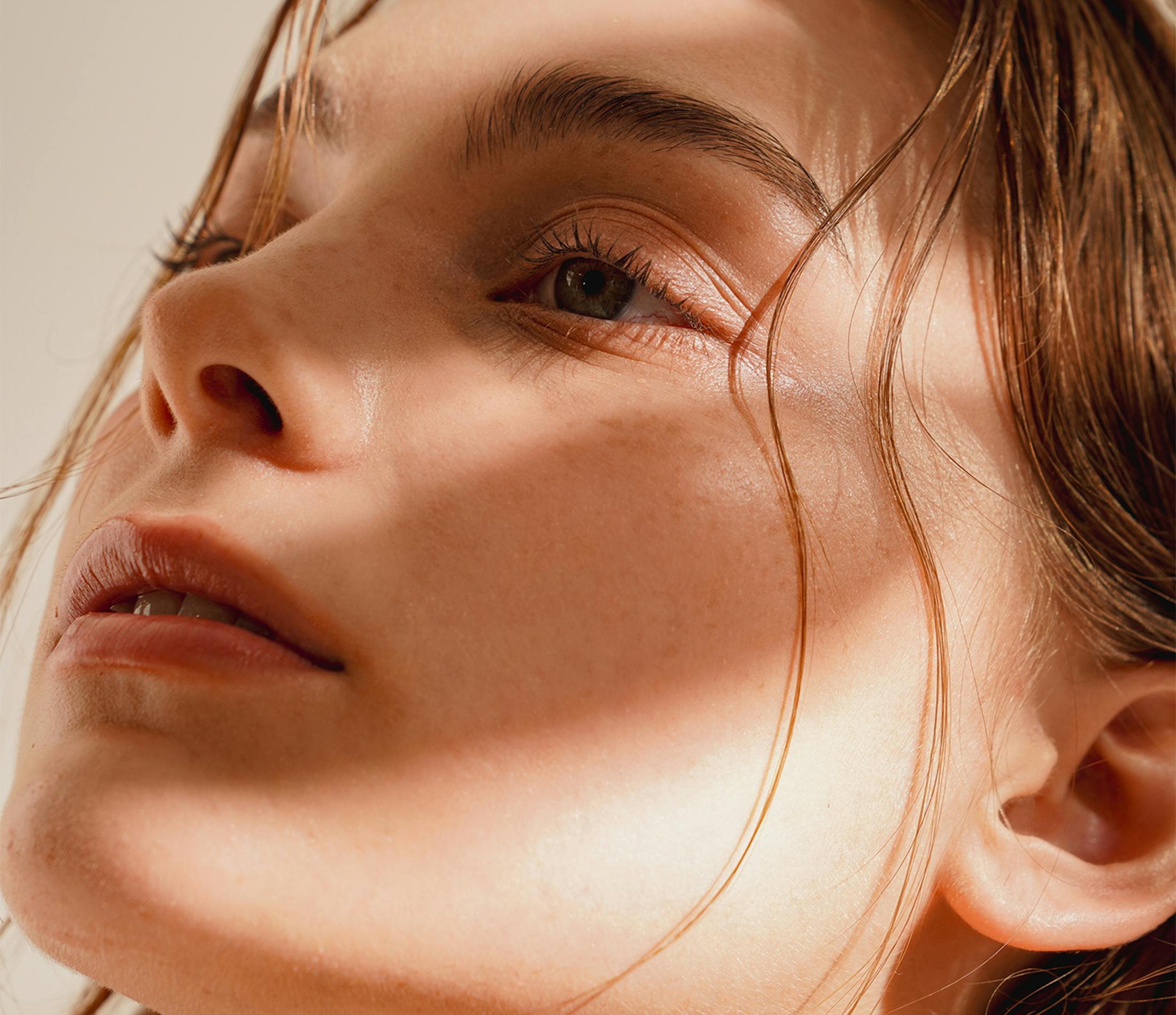 Up close of a womans face