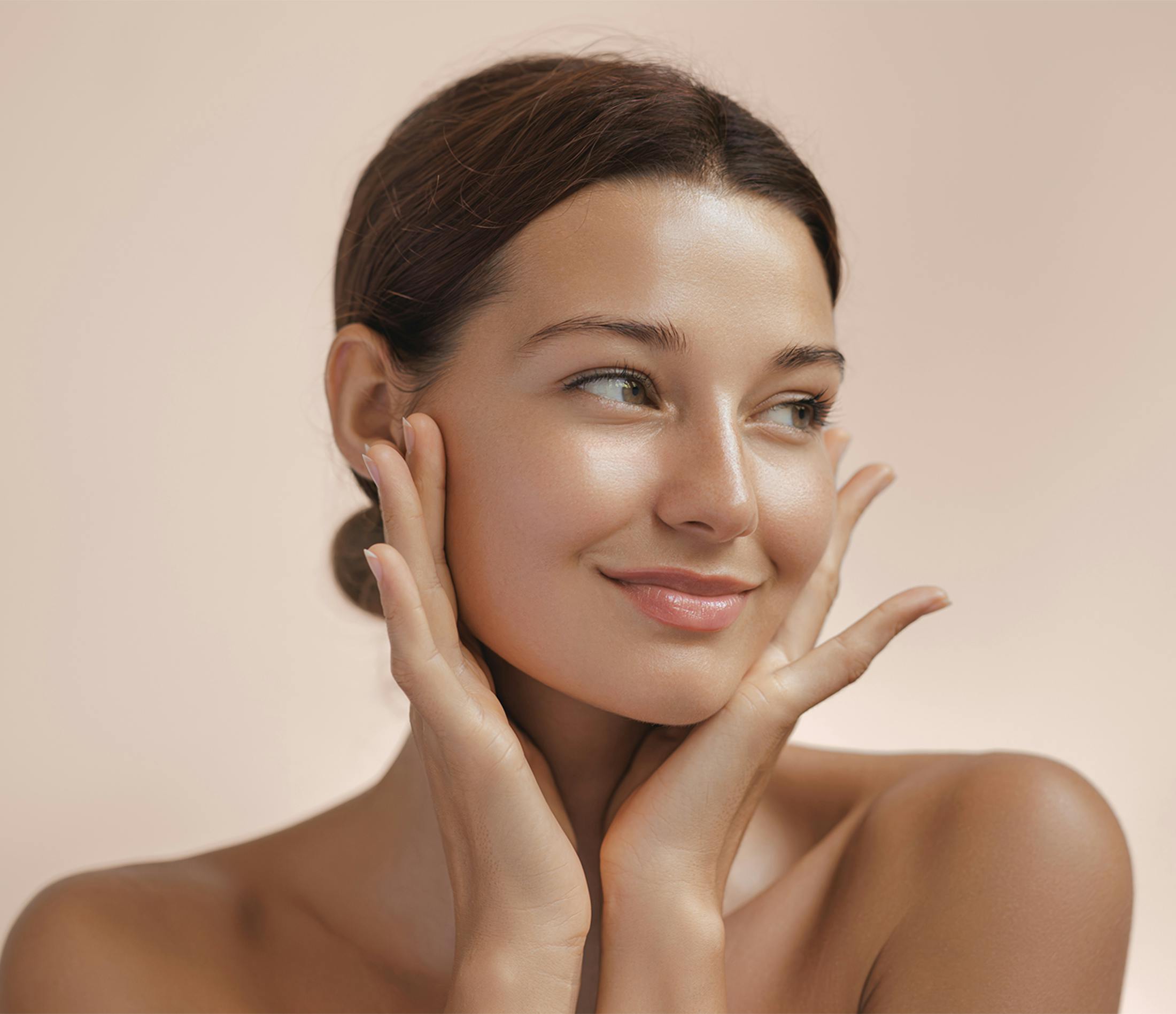 Woman touching her face