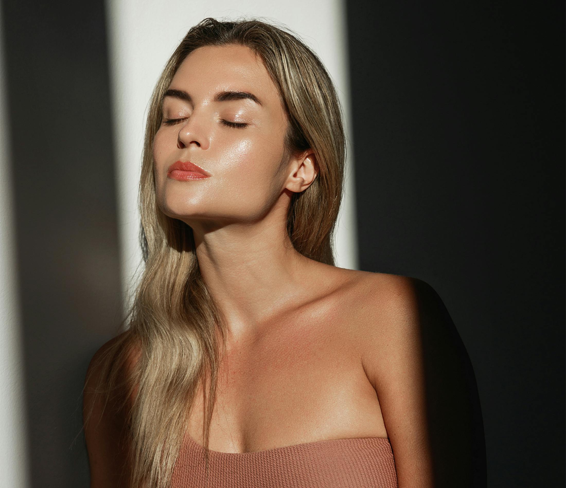 woman with her eyes closed