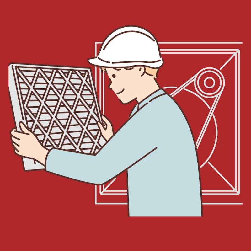 HVAC and technician graphic