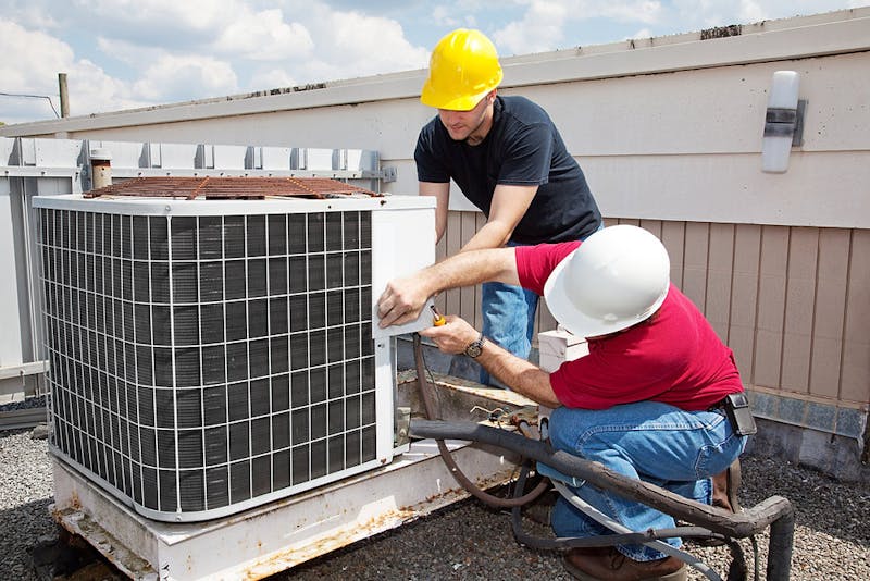 hvac technicians working