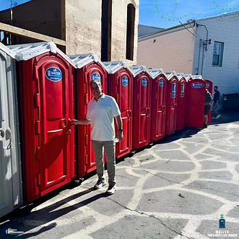 man with porta johns