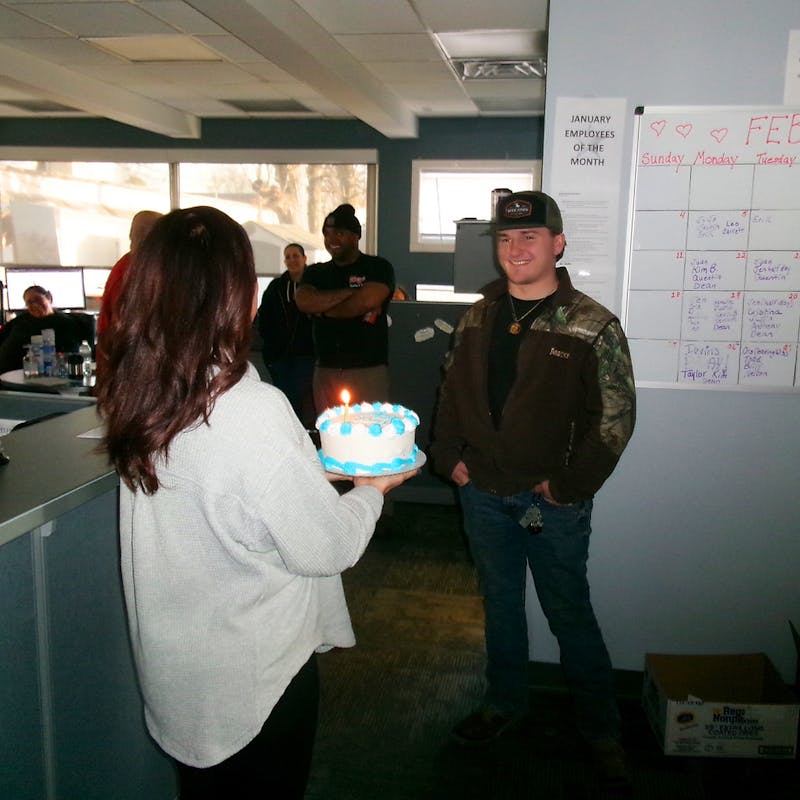 man with birthday cake