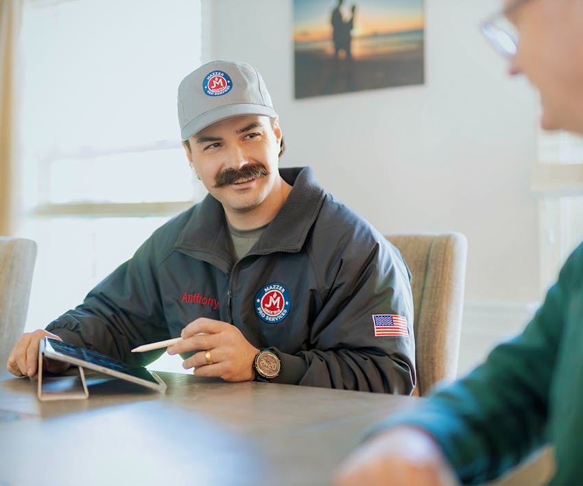 employee talking to client