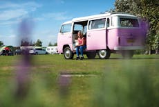 Image of a camper van in a field on a Warner Farm holiday