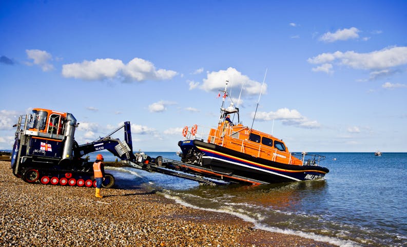 Launch of RNLI Selsey LIfeboat at East Beach courtesy of coastalJJ Launch of RNLI Selsey Lifeboat at East Beach