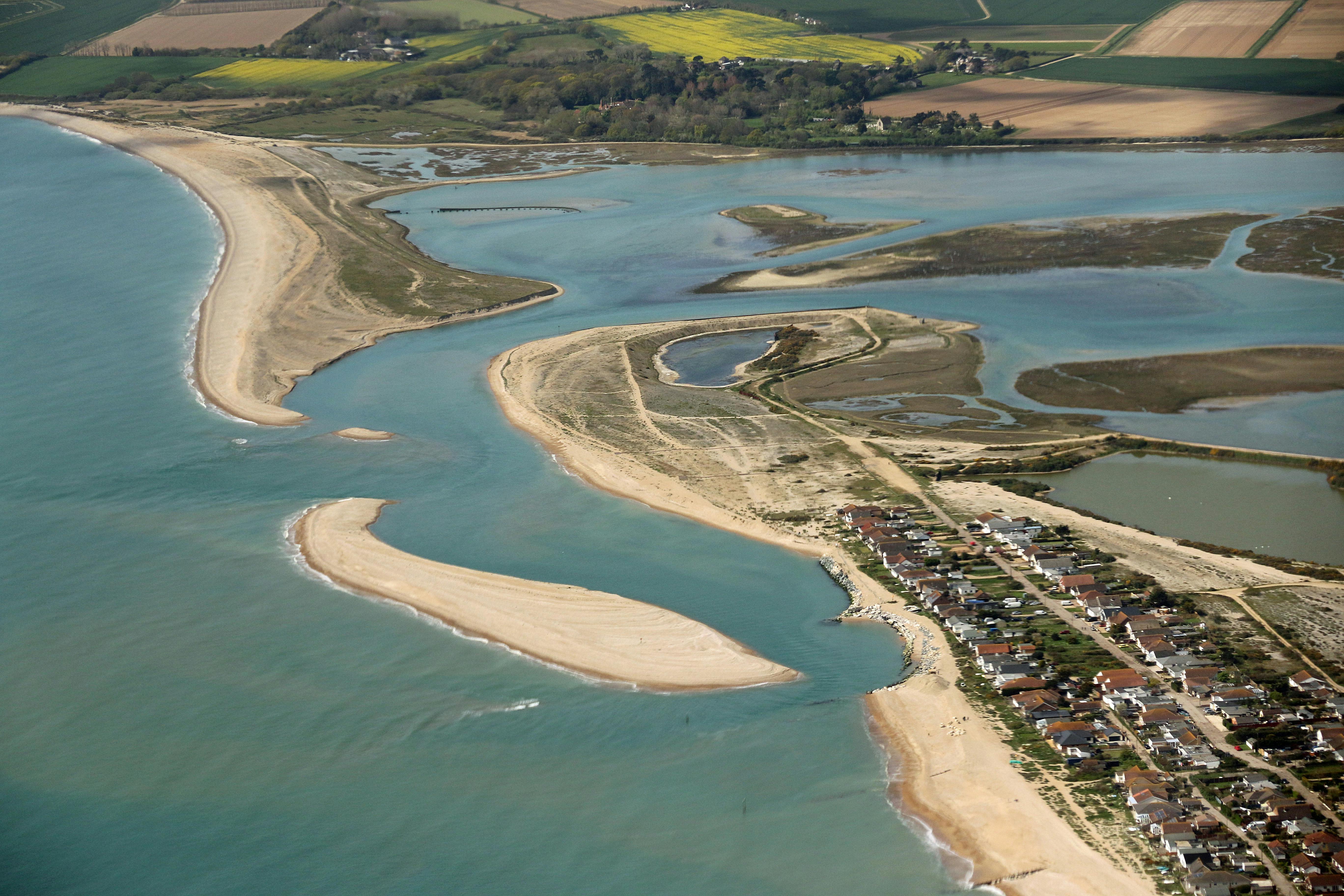 aerial image of Pagham Harbour entrance 