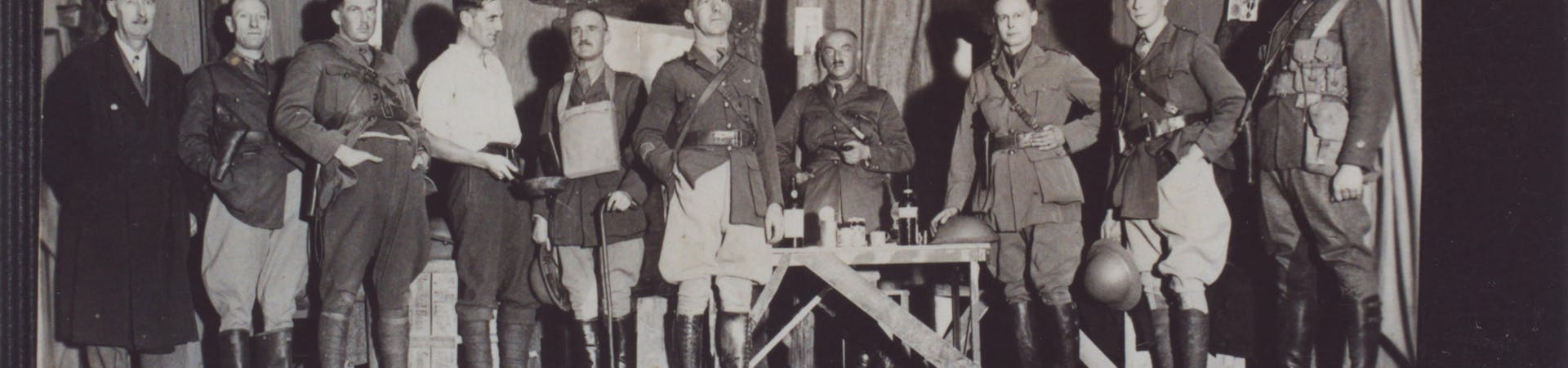 Newspaper cutting of the 1933 amateur production of Journey's End led by its playwright RC Sherriff and performed by the Selsey Players